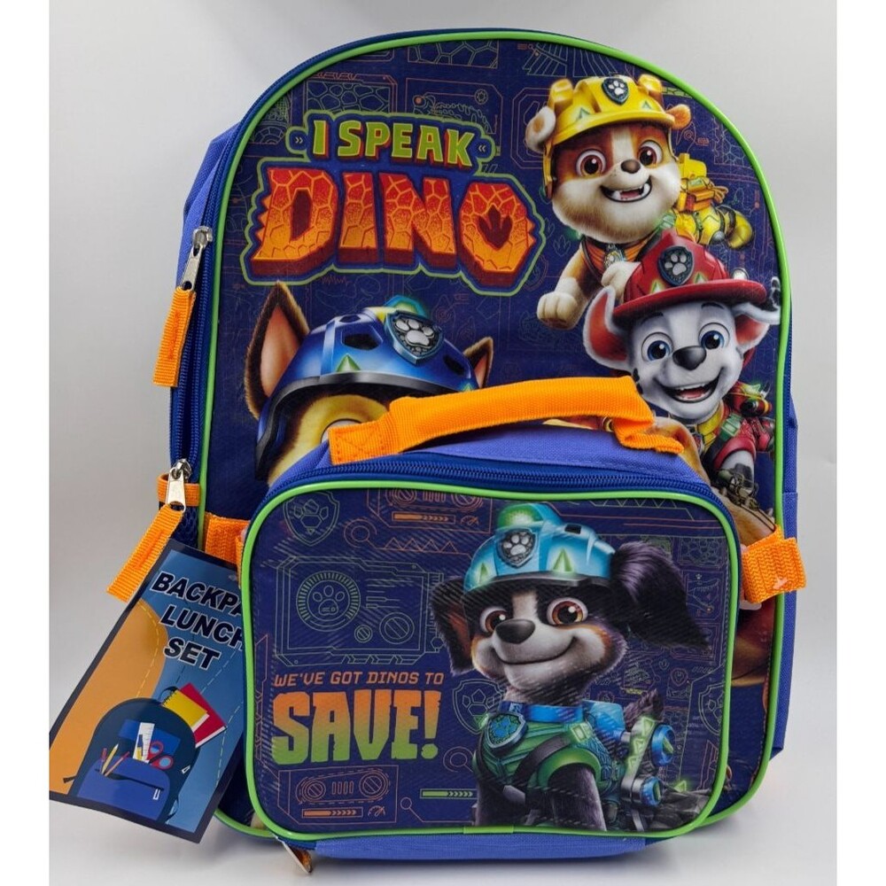 NWT Nickelodeon Paw Patrol I Speak Dino Backpack and Lunch Bag 2pc Set
